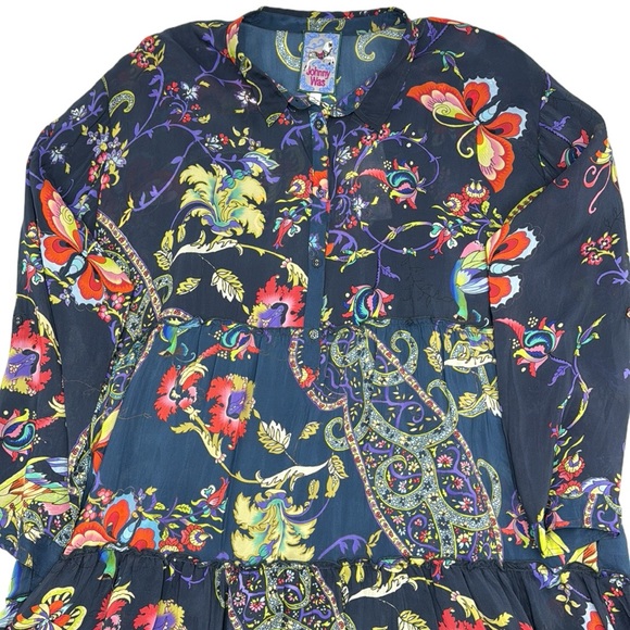 Johnny Was Silk Pottery Jasmine Dress Size Large - Picture 3 of 16